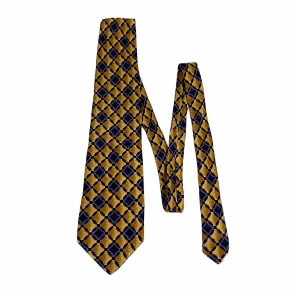 Zianetti 100% Silk Gold And Blue Patterned Tie
